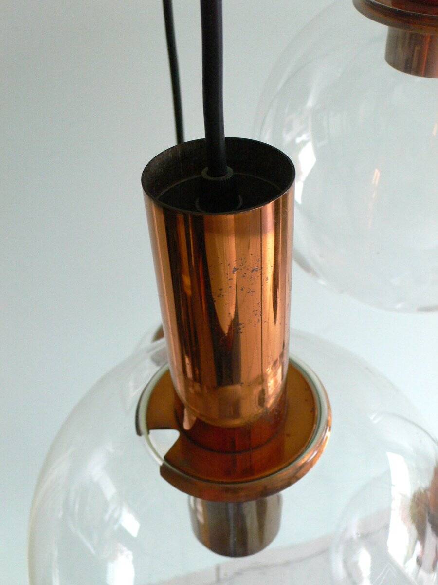Large Copper & Glass Pendant Lamp from Raak, 1960s