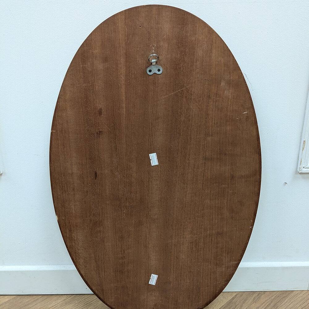 Scandinavian oval mirror in teak – 1960s