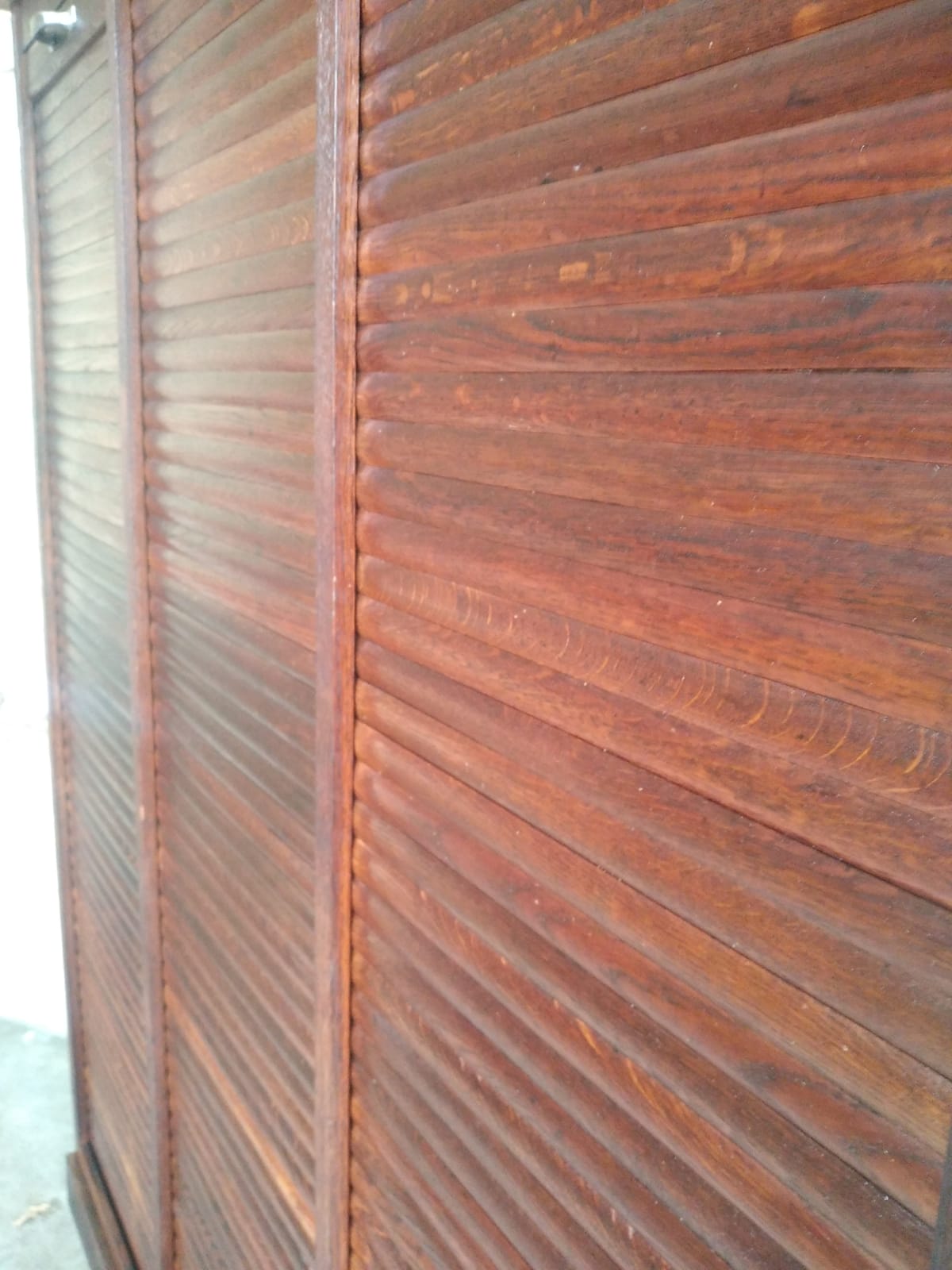 Vintage triple curtained filing cabinet, old 1930