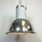 Industrial aluminium lamp with iron grid from siemens, 1980’s