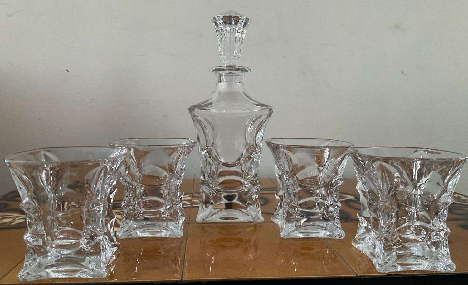 Service à whisky vintage en cristal de bohème