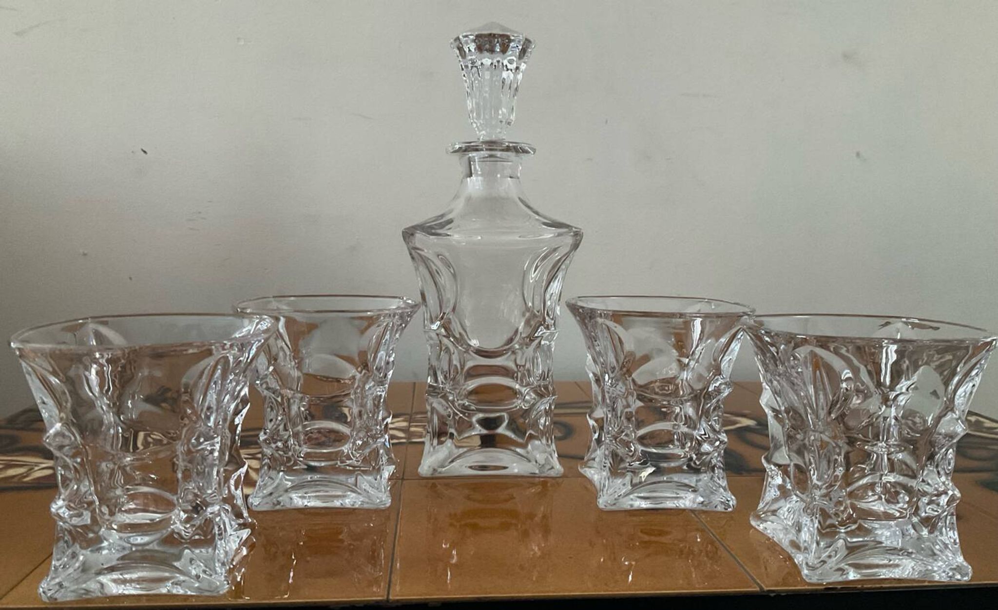 Vintage Bohemian crystal whisky set