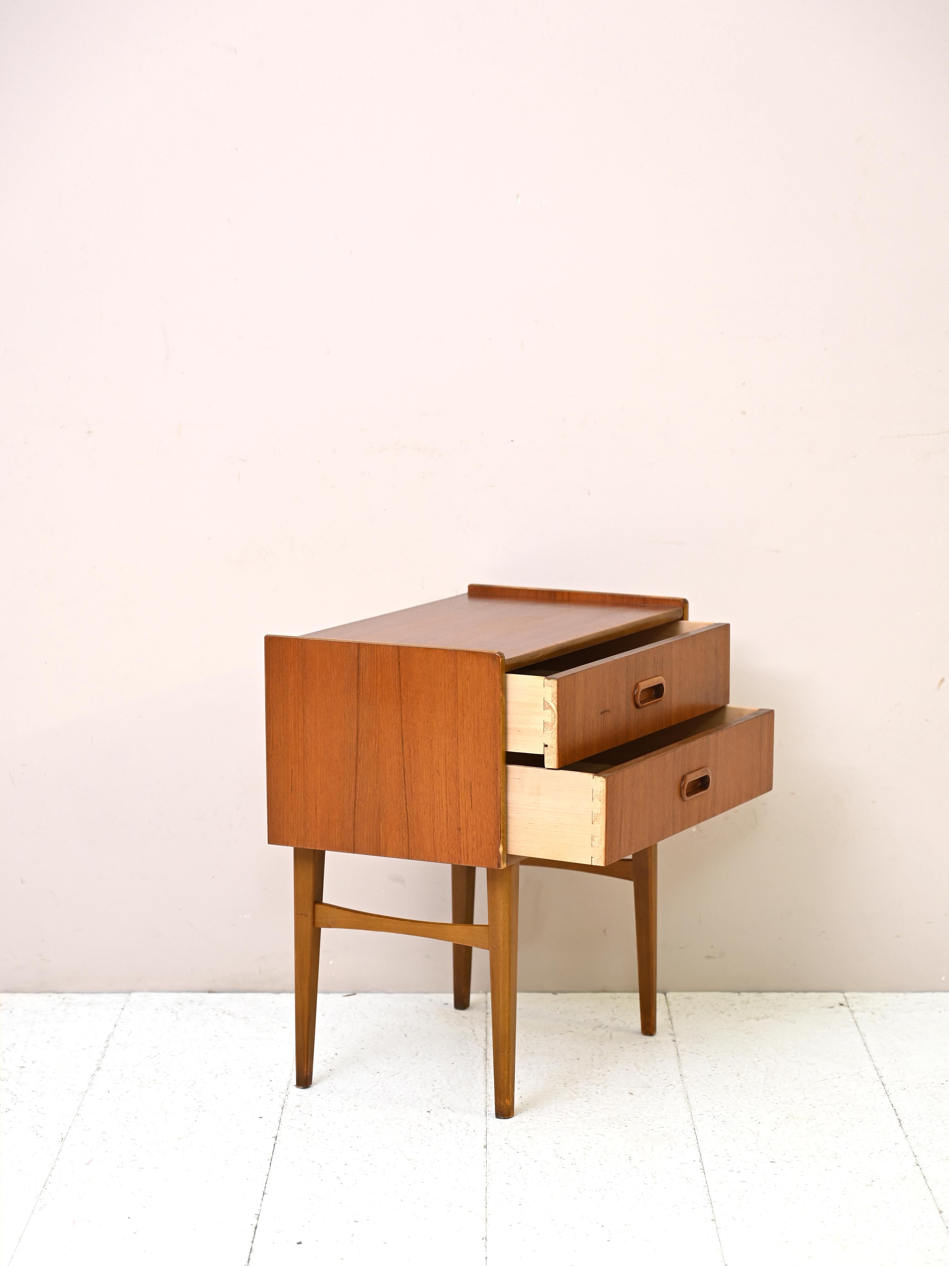 Teak nightstand with two drawers