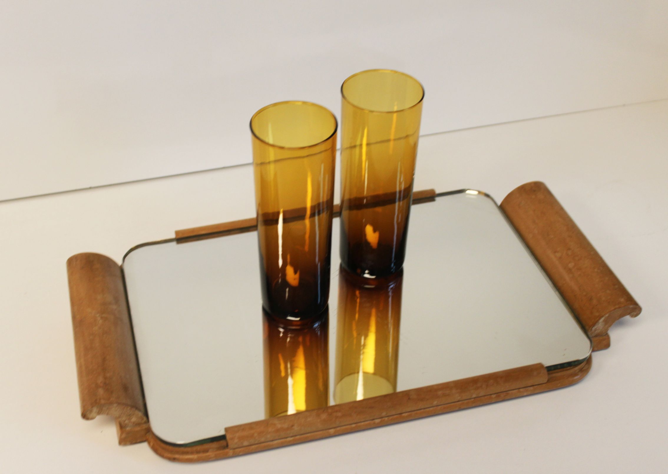 Art Deco wooden mirror top, 1940.