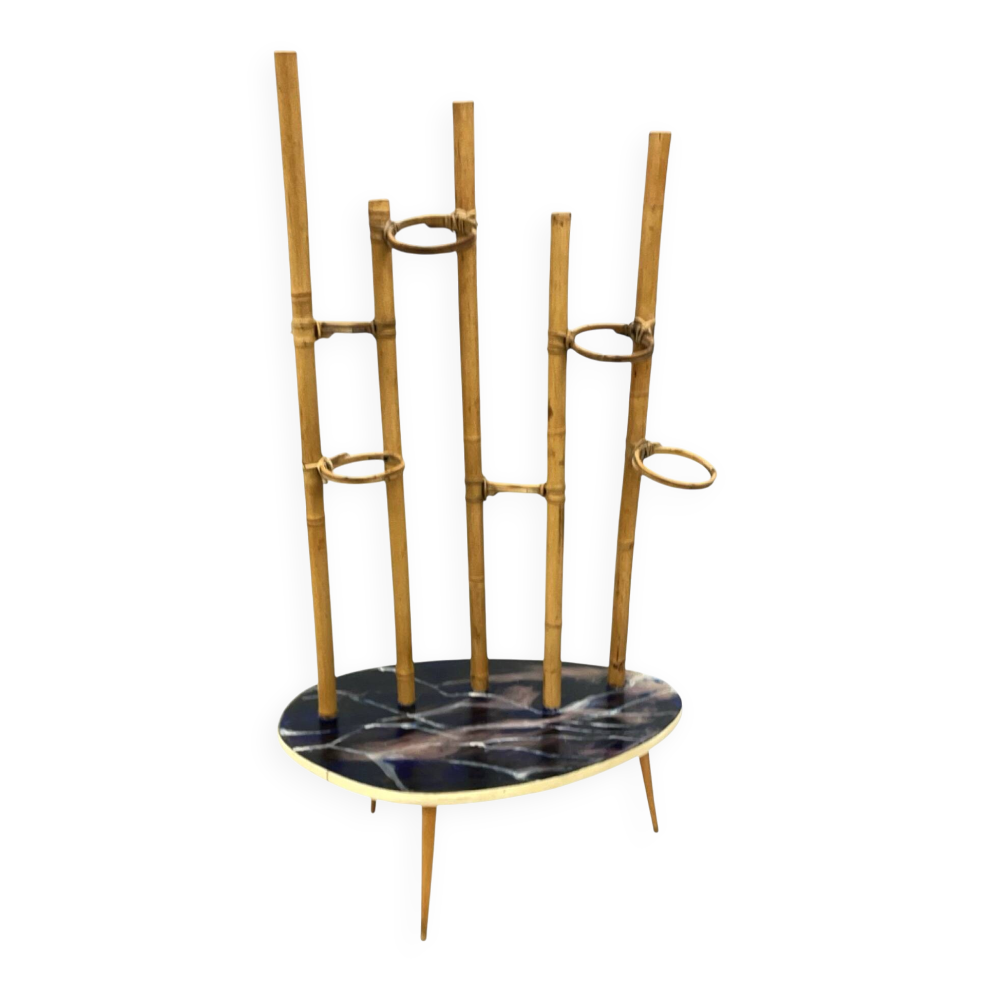 Mid-Century Modern Plant Stand – Europe, 1960s-1970s, Bamboo & Artistic