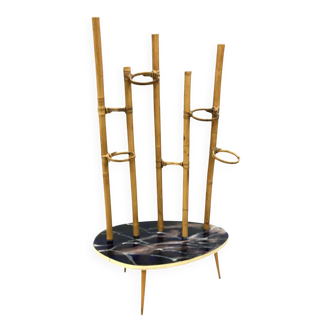 Mid-Century Modern Plant Stand – Europe, 1960s-1970s, Bamboo & Artistic