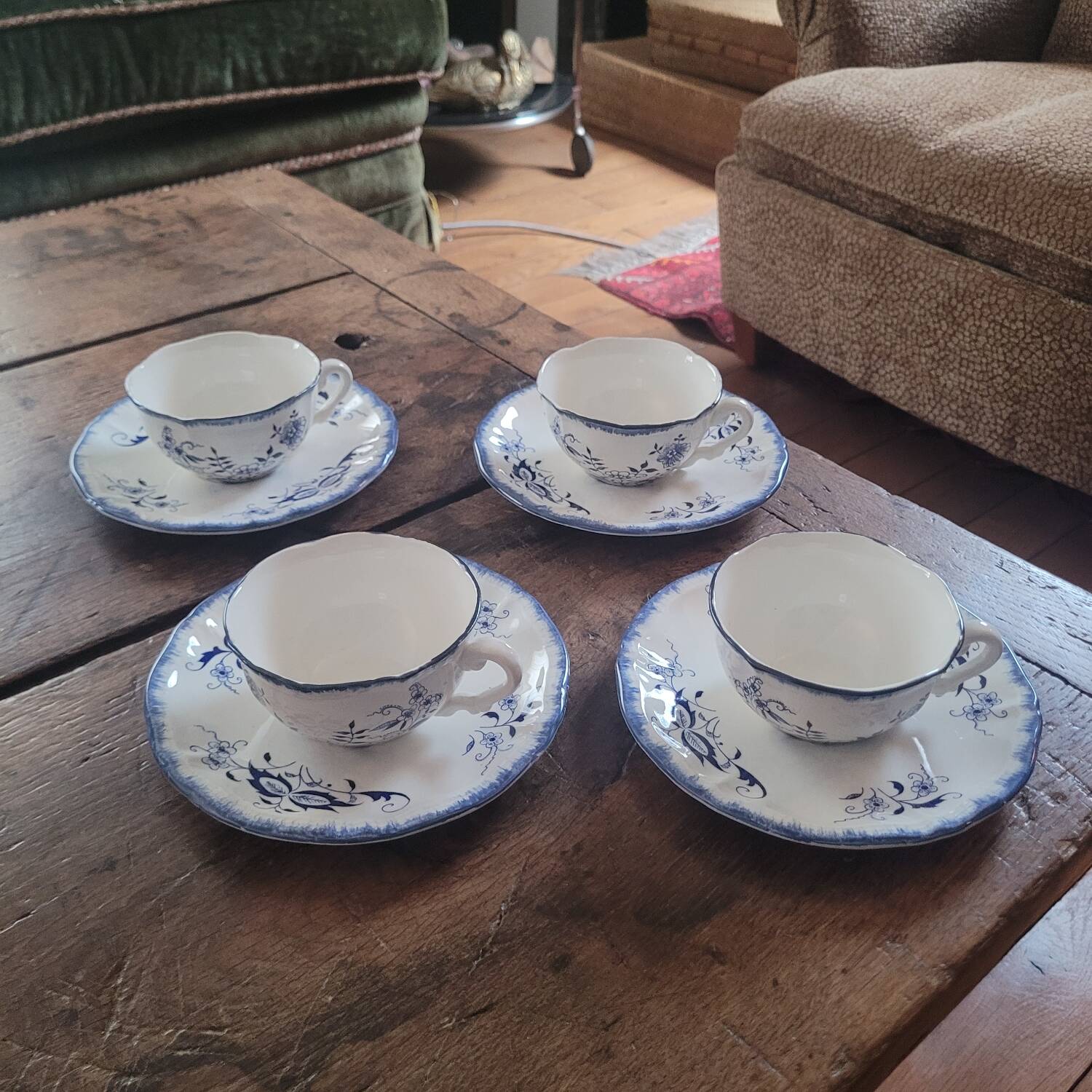 Sarreguemines Lancaster Set – 4 cups and 4 saucers – 1950s