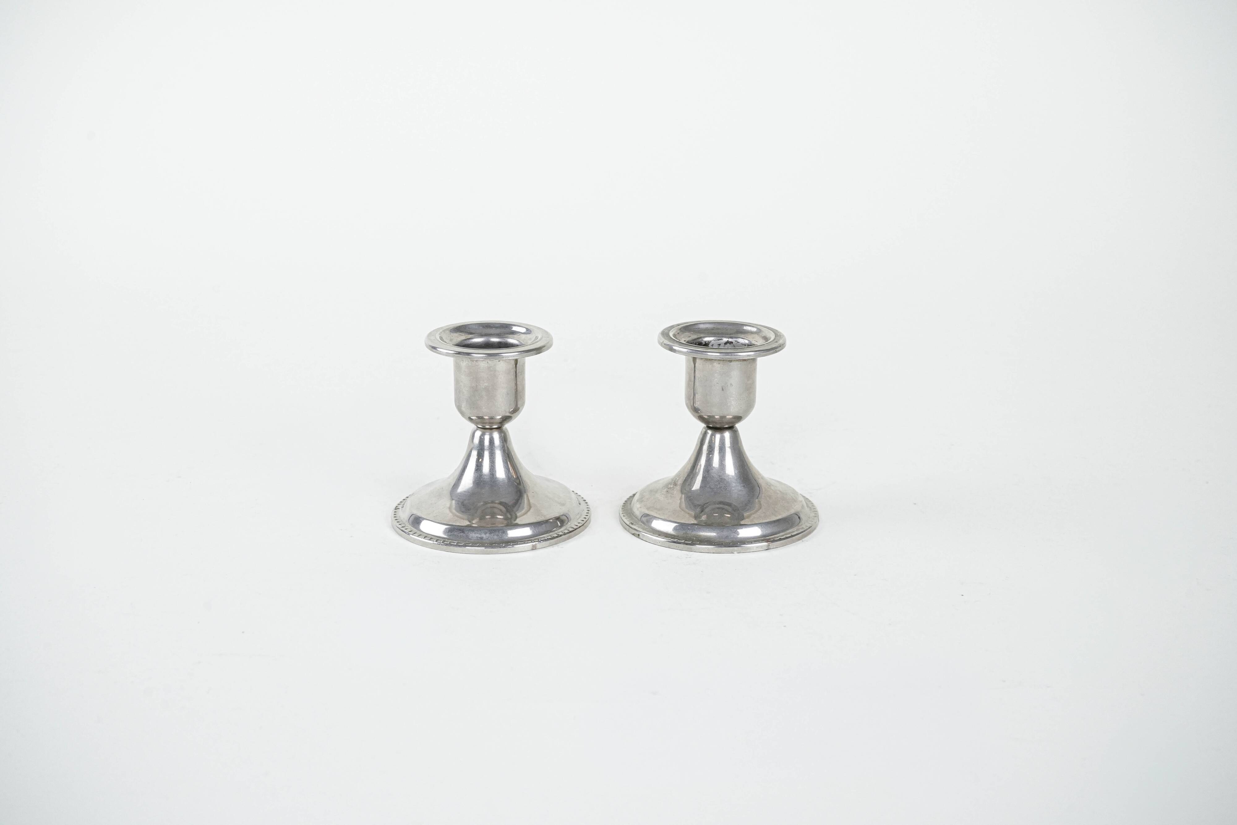 Set of metal candlesticks, Italian design, 1970s, made in Italy