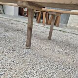 Pair of rustic oak and fir farmhouse benches 1900s - 3m85