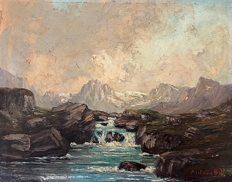Painting "Mountain Torrent", Oil on canvas