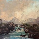Painting "Mountain Torrent", Oil on canvas