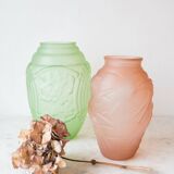 Paire de vases art decó verre moulé années 20/30