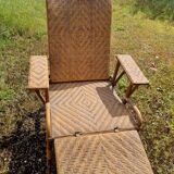 Old vintage rattan lounge chair