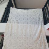 vintage crochet plaid blanket 208 193 ecru color