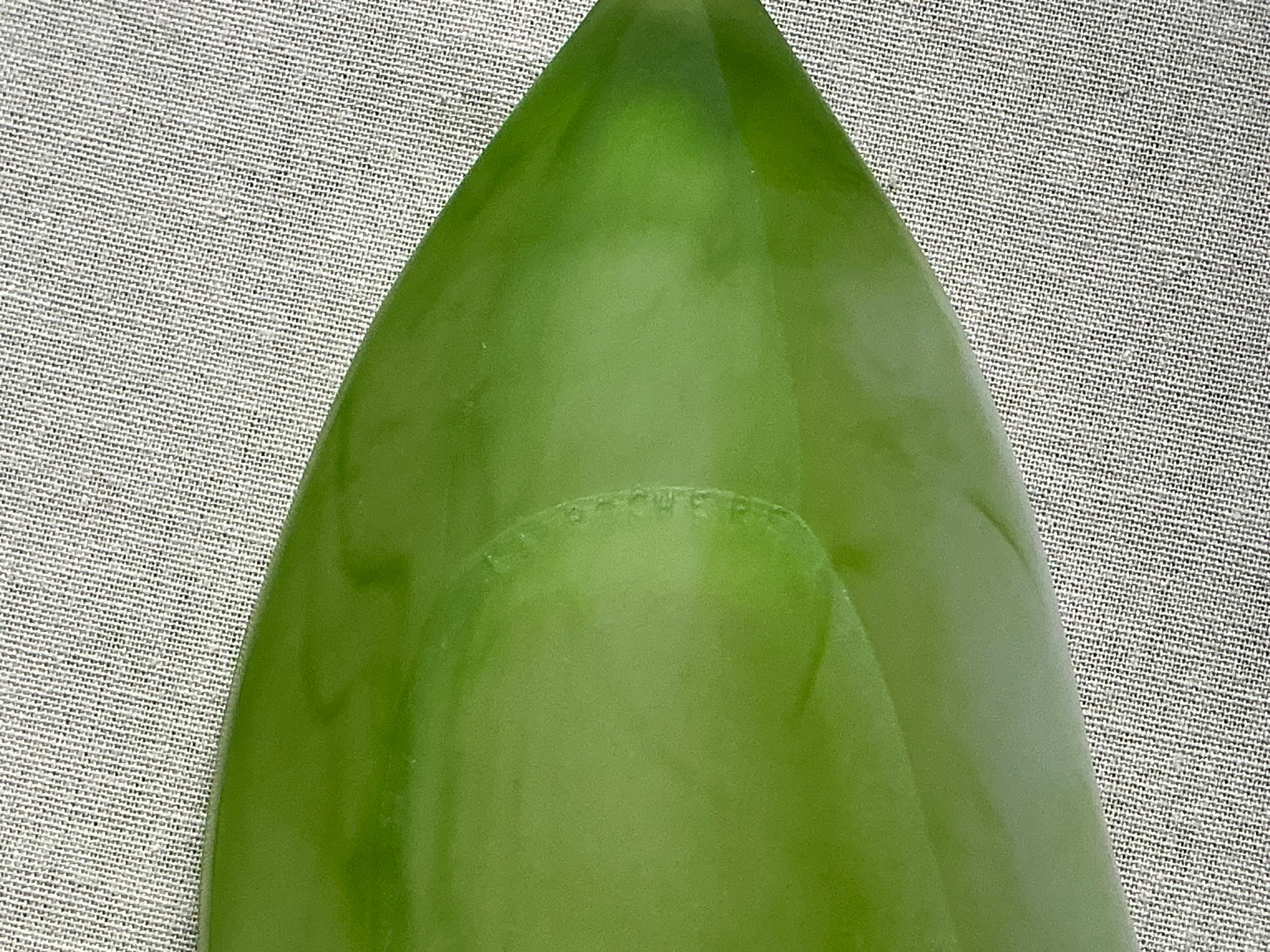 Art Deco organic coupe La Rochère in frosted jade green glass – France