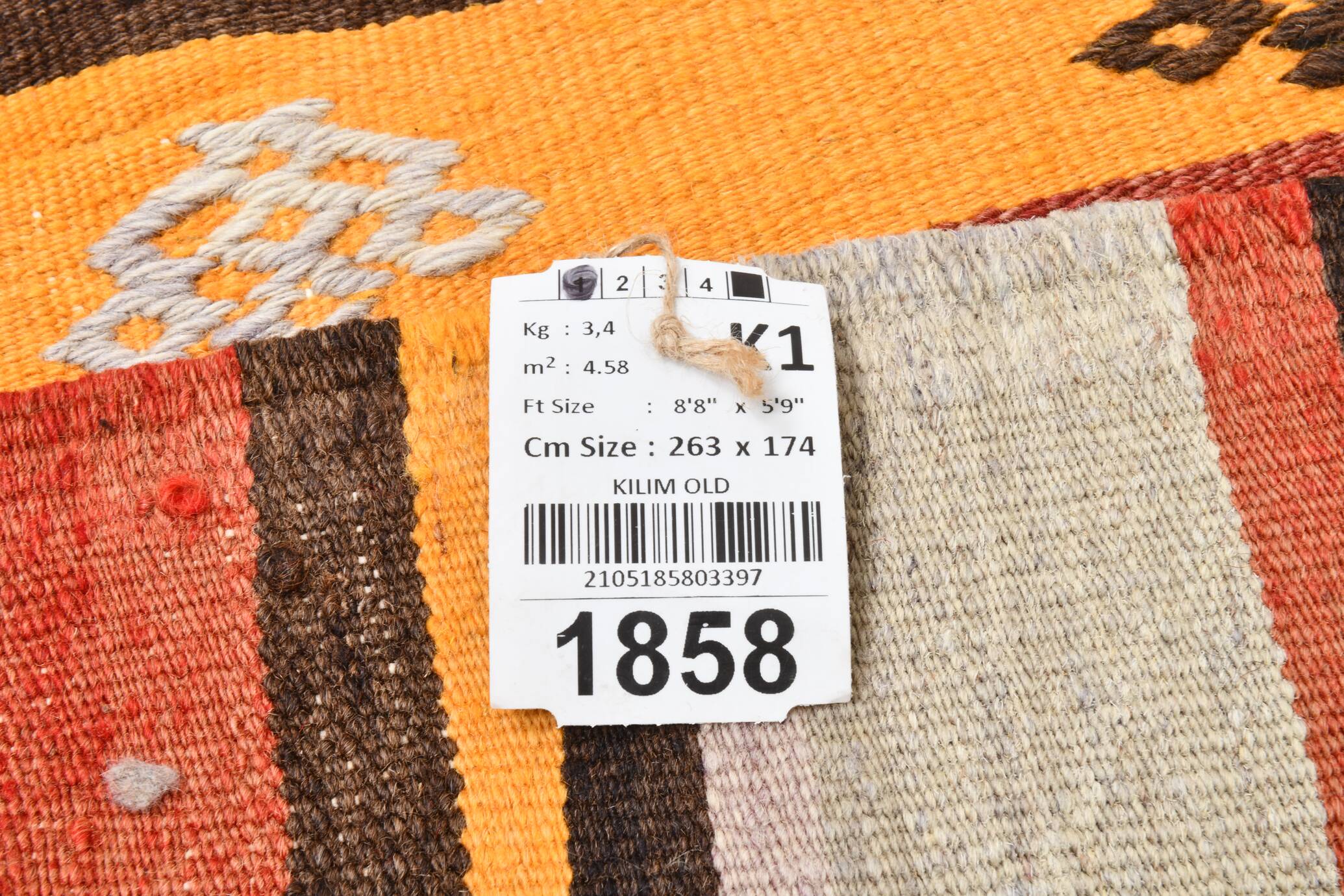 3x9 Striped Kilim Runner, Wool Runner Rug, 74x263Cm