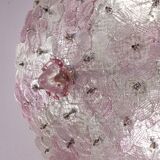 Charming Murano Ceiling Light Pink Flower by Seguso for Venini, Italy, 1970
