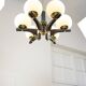Mid-Century Modern Italian Brass and Opaline Chandelier