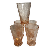 5 verres craquelés roses