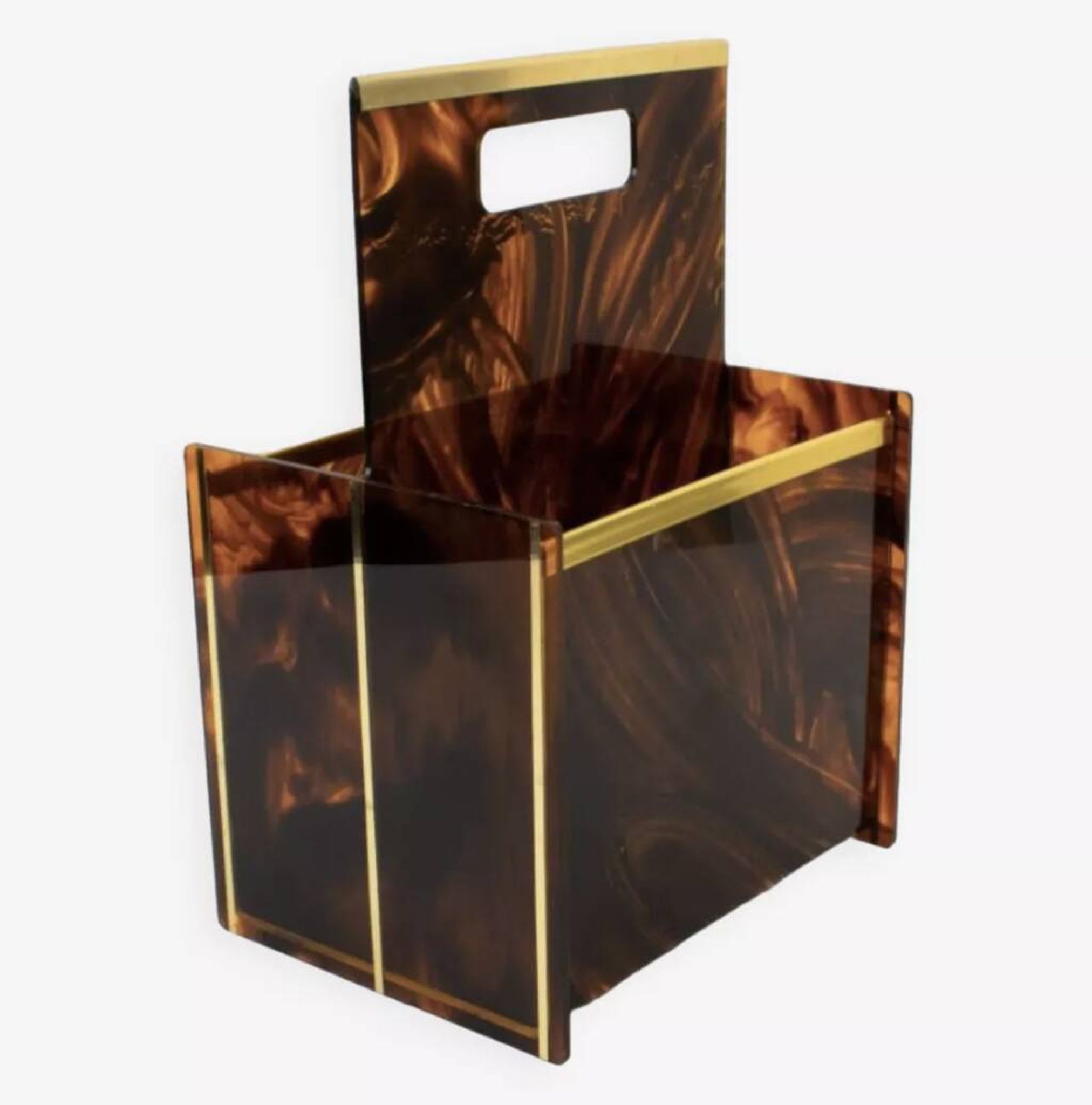Tortoiseshell lucite magazine rack, Christian Dior Home collection, 1970.