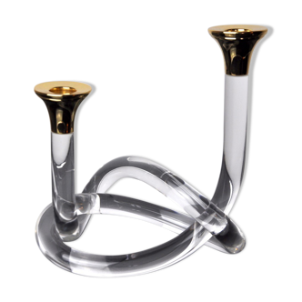 Pretzel candle holder by Dorothy Thorpe in lucite, 1970
