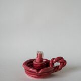 pink woven slip candle holder 1960