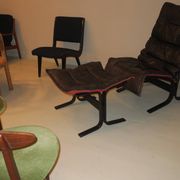 Westnofa patinated leather lounge chair with footrest, Norway 1960s