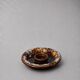 Vintage brown ashtray with drip glaze, 1970s ceramic pottery.
