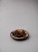 Vintage brown ashtray with drip glaze, 1970s ceramic pottery.