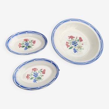 Lot composed of a deep dish and two small serving dishes, Elorn, digoin and sarreguemines model