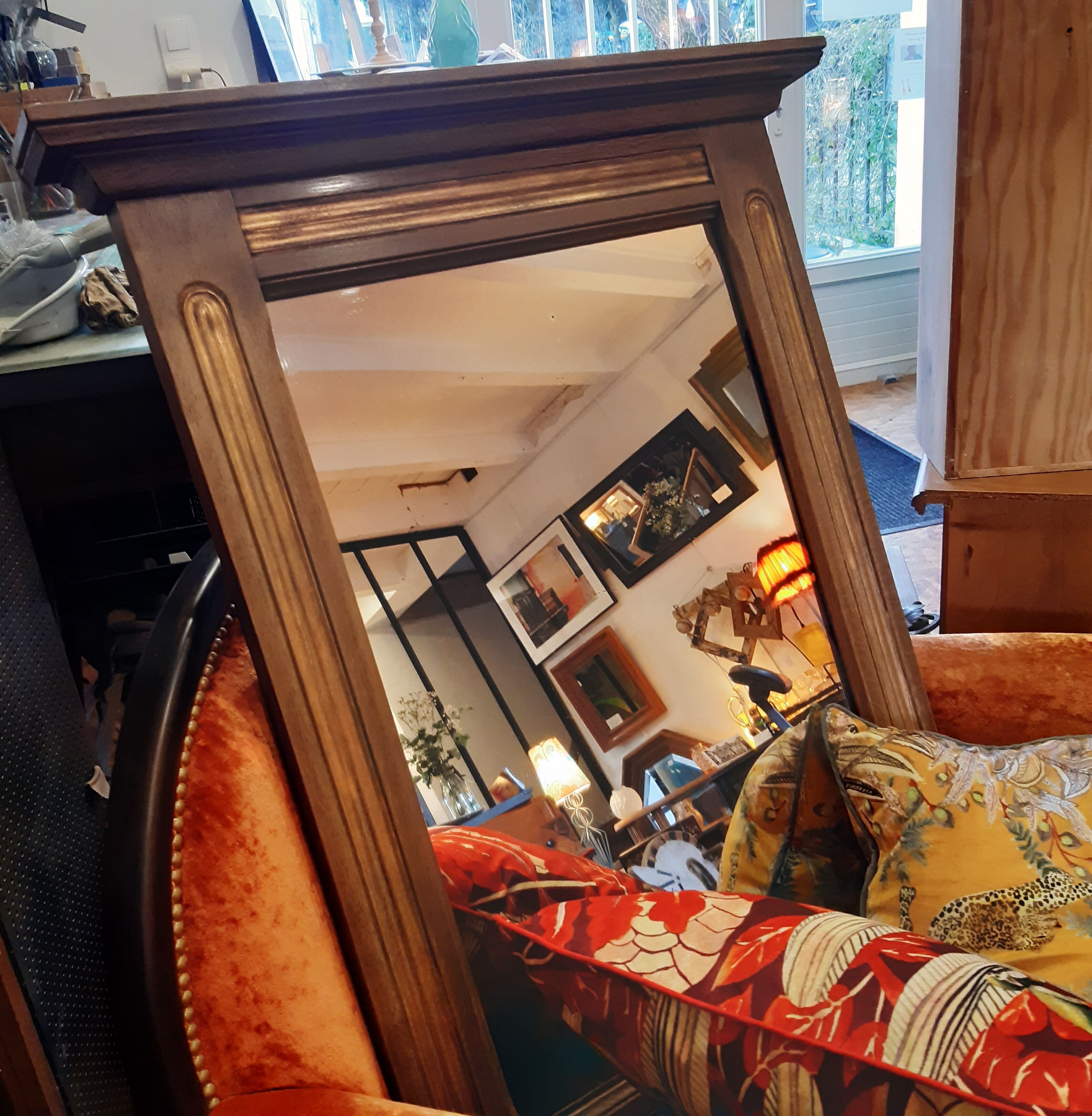 Mirror, wood, molding, 30s 40s, natural wood, gold