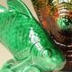 Vintage Green Decorative Fish Sculpture Art Deco Saint Clément Ceramic