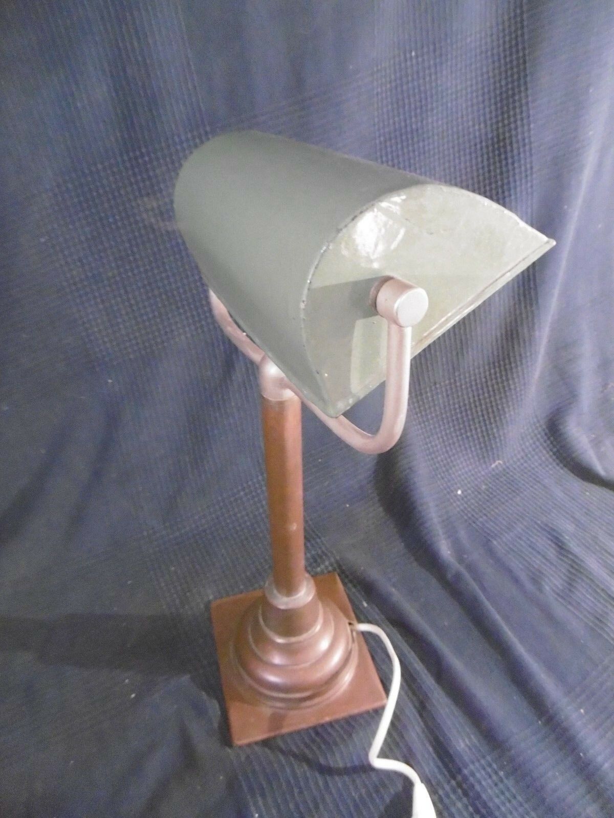 Copper desk lamp and industrial green enamel lampshade 1900