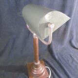 Copper desk lamp and industrial green enamel lampshade 1900