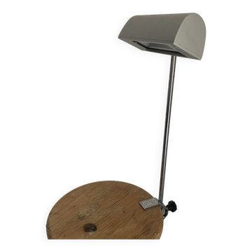 Lampe vintage 1980 médicale gris ciment et chromée - 50 cm