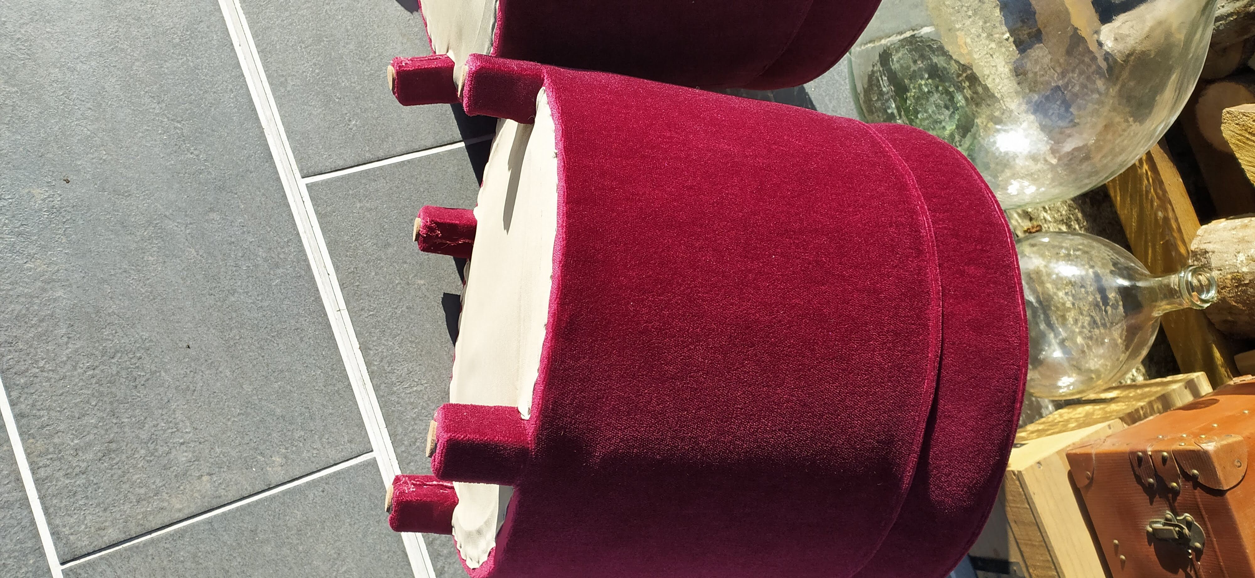 Pair of vintage pouf