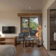 3-light floor lamp in natural cane and black metal 179x50 cm