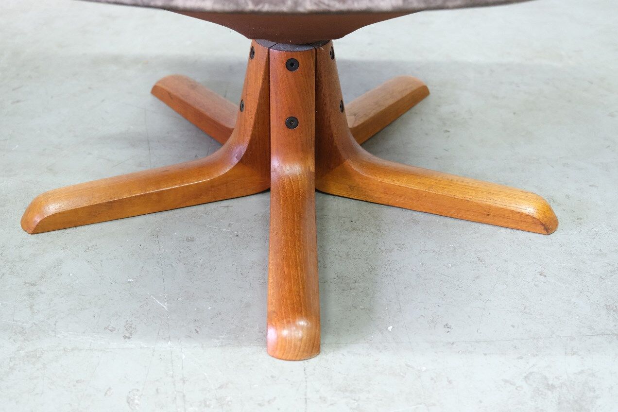 Mid-Century Danish Teak & Leather Ottoman from Berg Furniture, 1970