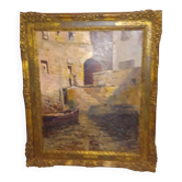 Peinture d'art française vintage de Paul Emile Lecomte - huile sur panneau