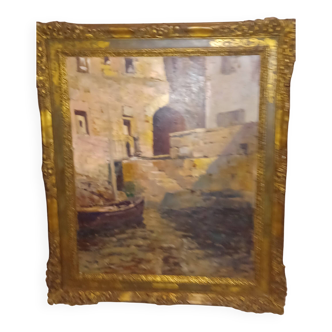 Vintage French art painting by Paul Emile Lecomte - oil on panel