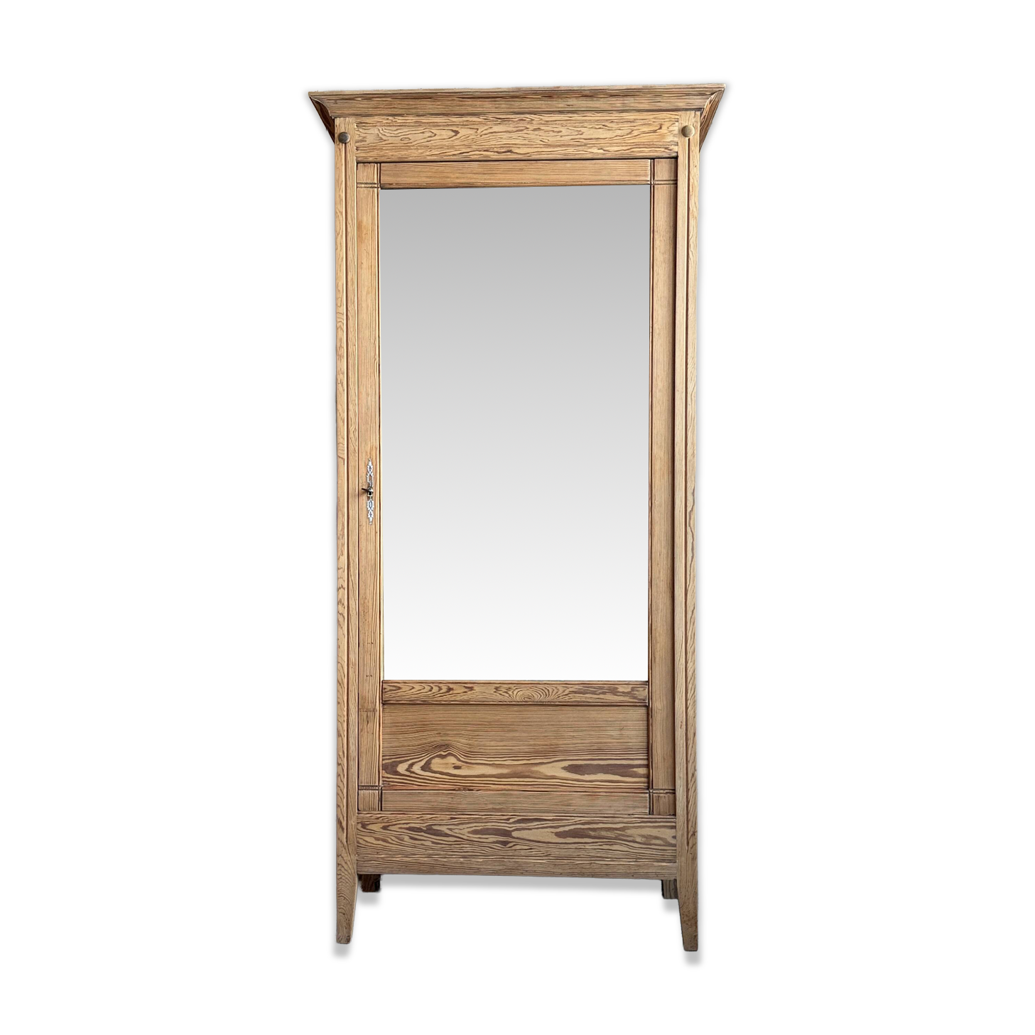 Antique mirrored wardrobe in pitch pine (renovated)