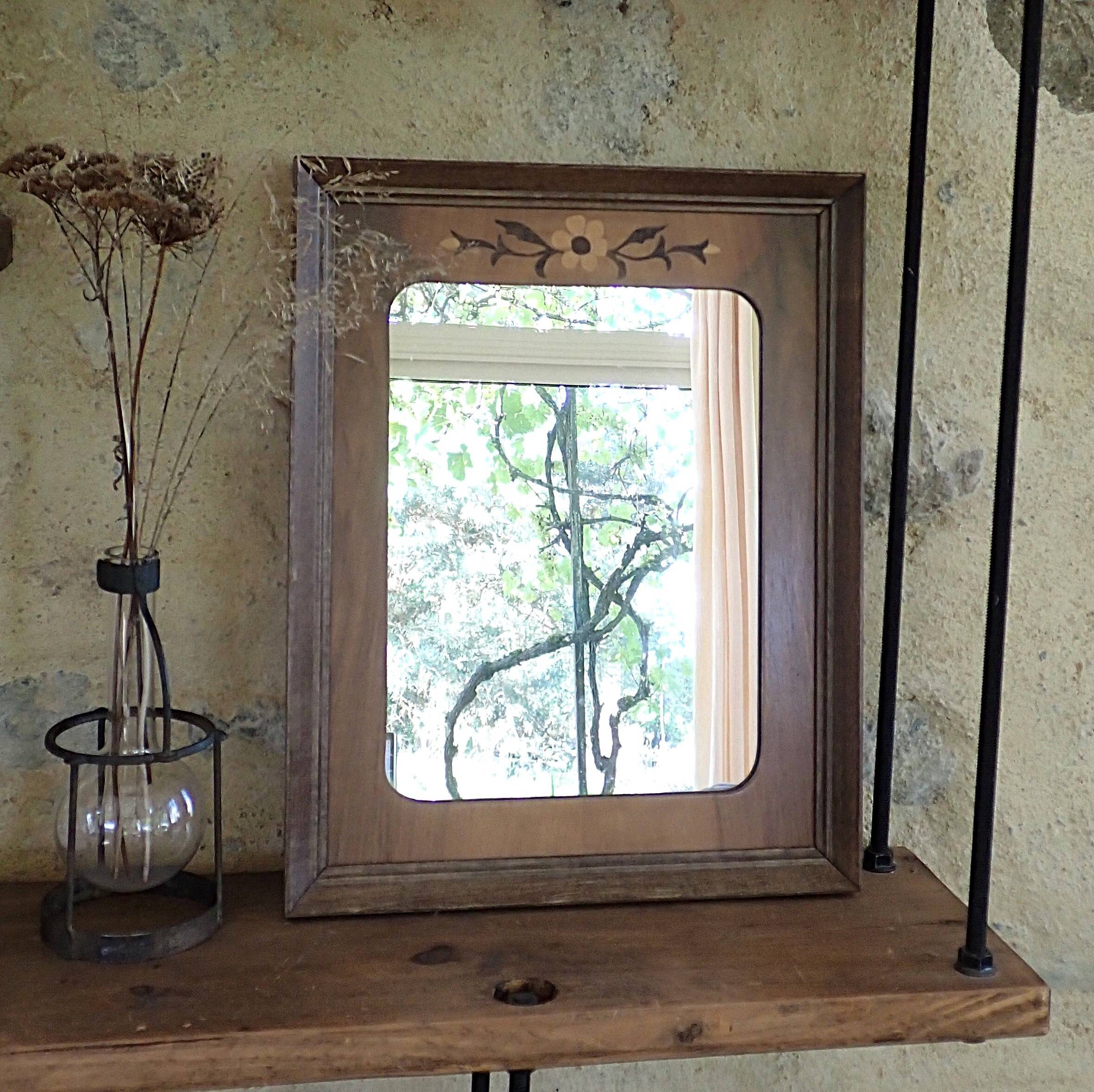 Vintage mirror with marquetry by cabinetmaker Paul Aumoine