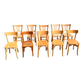 Ensemble de 10 chaises bistrot dépareillées années 1950-70 vintage
