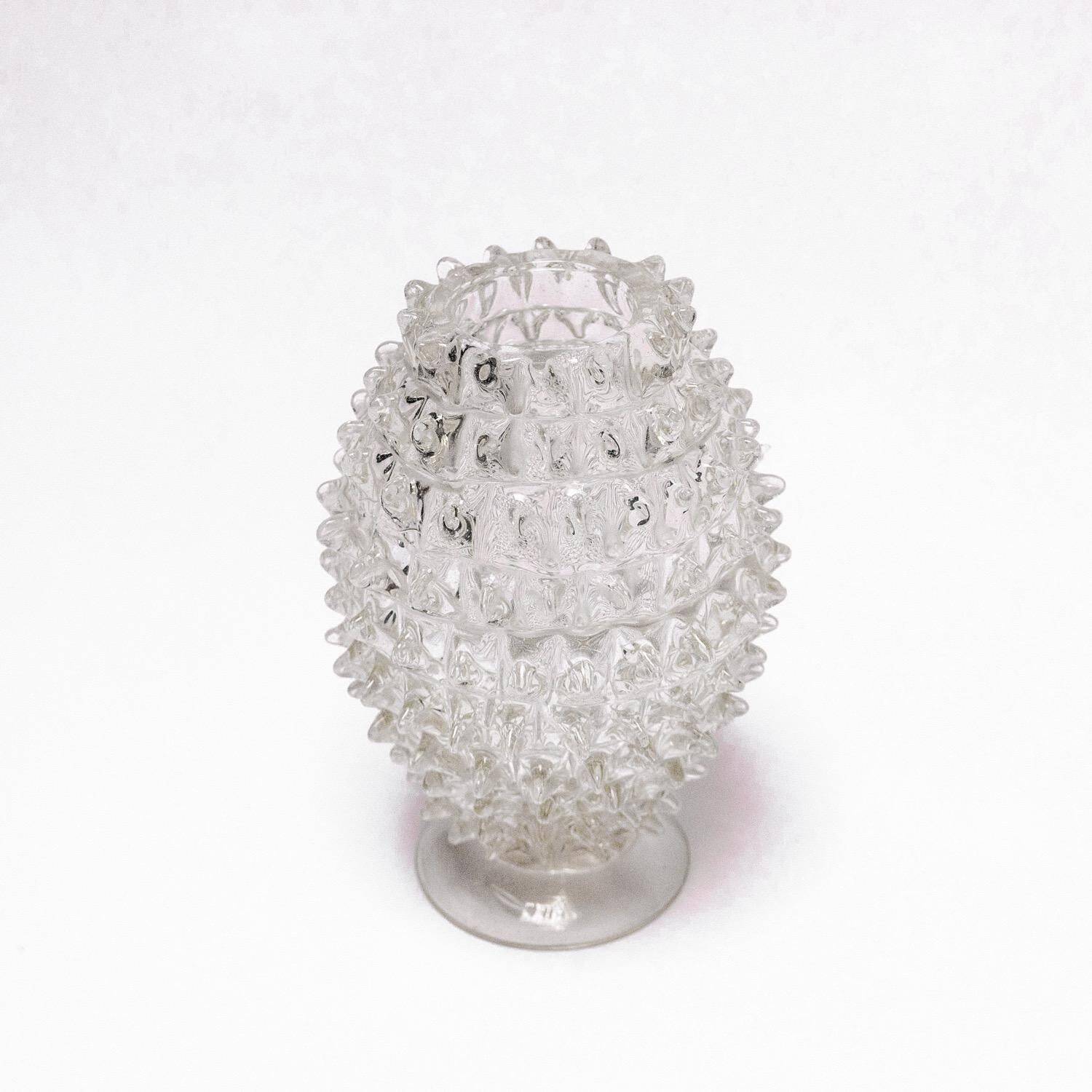 Vintage Rostrato vase in clear Murano glass by Barovier and Toso, Italian 1960s