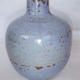 Vase boule céramique signée bleu Accolay ou autre 16 cm