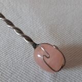 Shell bowl spoon with twisted handle, finished with gemstone