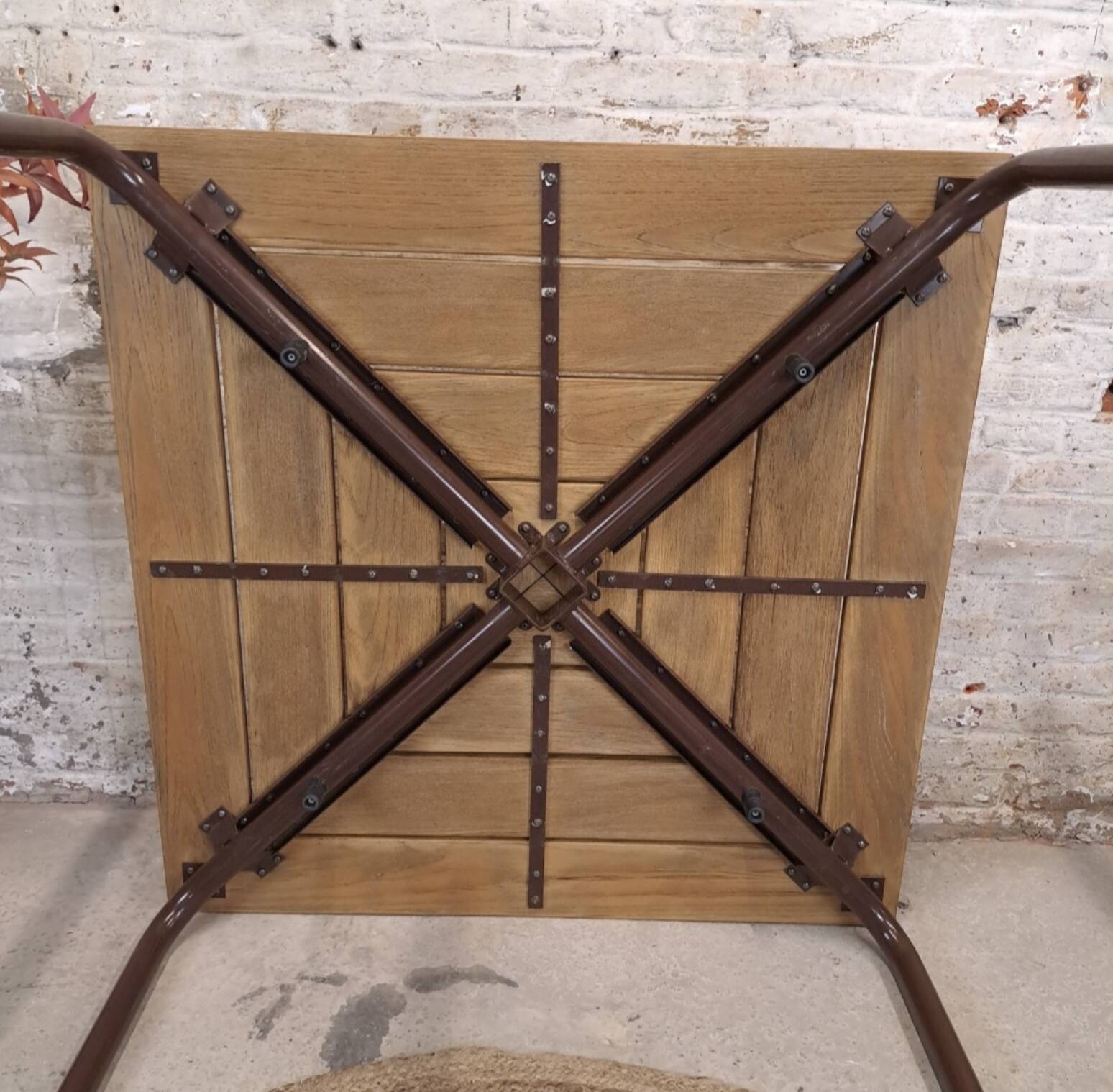 Square wooden metal table