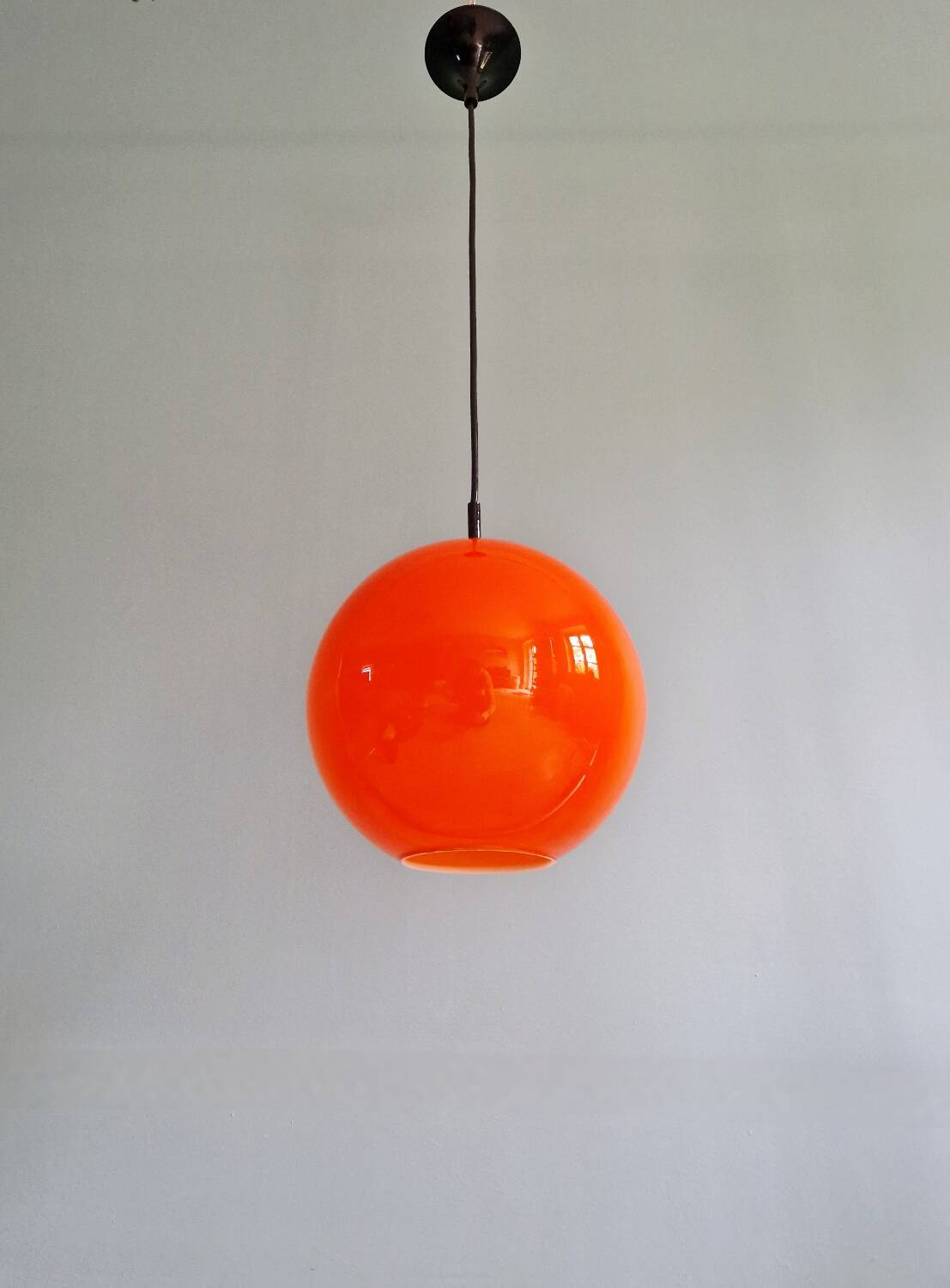 Paire de suspensions Space Age en opaline orange, 1970