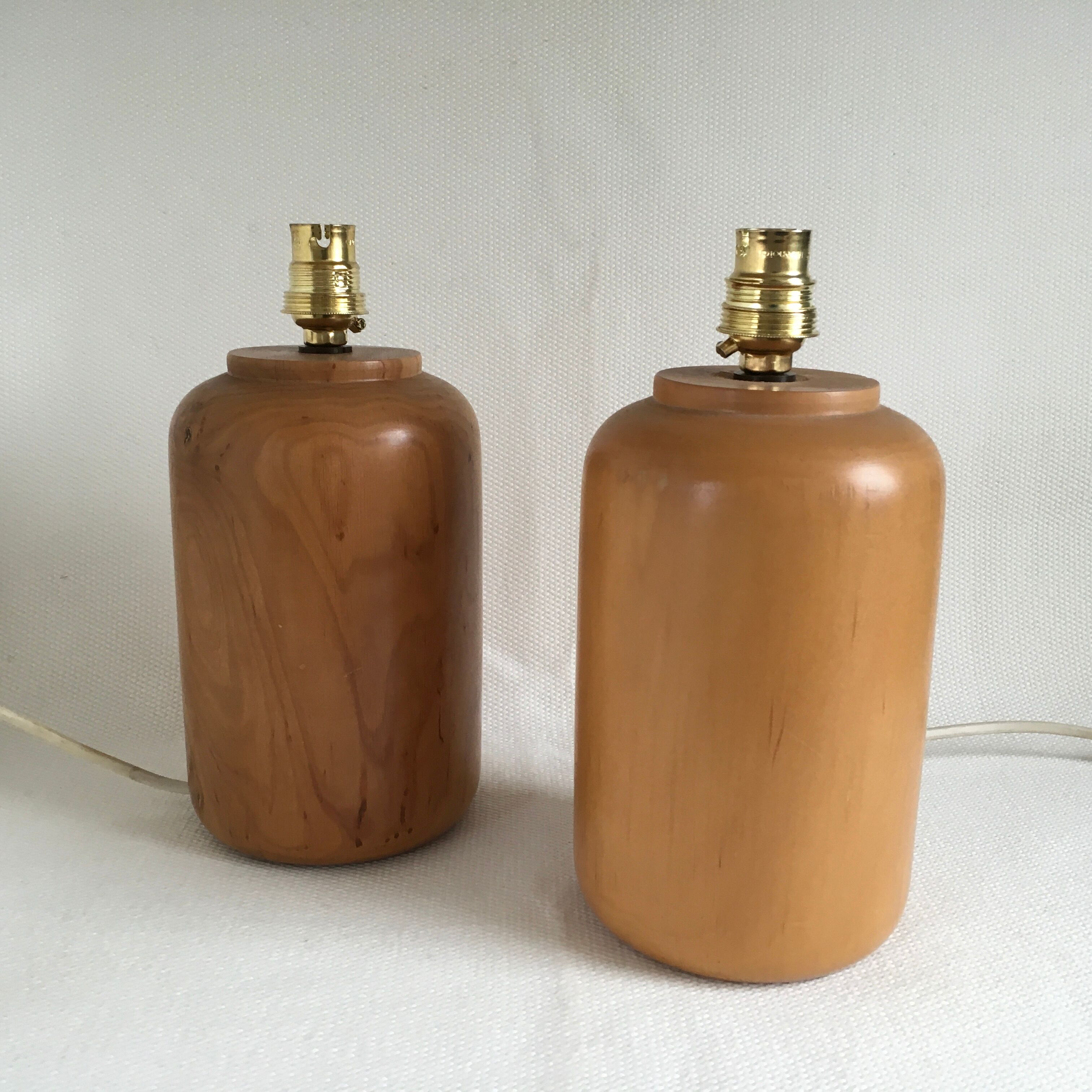 Pair of turned wooden bedside lamp legs