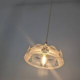 Vintage pendant light in molded glass and brass